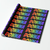 Papier Cadeau Rainbow Prénom "DONNA"; Amusant et coloré (Déroulé)