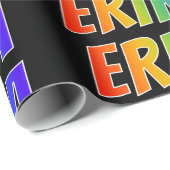 Papier Cadeau Rainbow Prénom "ERIKA"; Amusant et coloré (Coin rond)