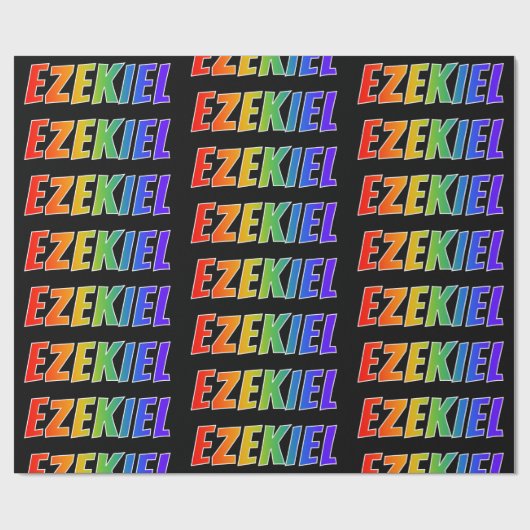 Papier Cadeau Rainbow Prénom "EZEKIEL"; Amusant et coloré (Plat)