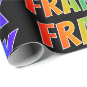 Papier Cadeau Rainbow Prénom "FRANK"; Amusant et coloré (Coin rond)