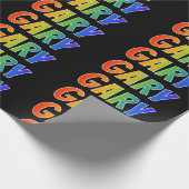 Papier Cadeau Rainbow Prénom "GARY"; Amusant et coloré (Coin)