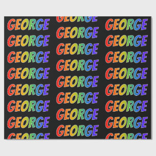 Papier Cadeau Rainbow Prénom "GEORGE"; Amusant et coloré