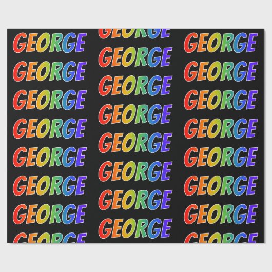 Papier Cadeau Rainbow Prénom "GEORGE"; Amusant et coloré (Plat)