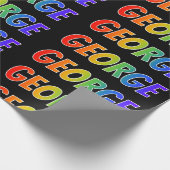 Papier Cadeau Rainbow Prénom "GEORGE"; Amusant et coloré (Coin)