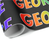 Papier Cadeau Rainbow Prénom "GEORGE"; Amusant et coloré (Coin rond)