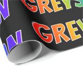 Papier Cadeau Rainbow Prénom "GREYSON"; Amusant et coloré (Coin rond)