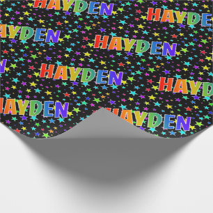 Papier Cadeau Rainbow Prénom "HAYDEN" + Stars