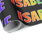 Papier Cadeau Rainbow Prénom "ISABELLE"; Amusant et coloré (Coin rond)