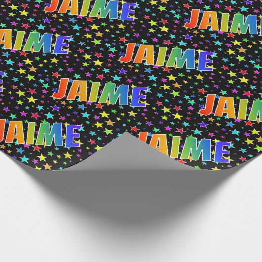 Papier Cadeau Rainbow Prénom "JAIME" + Stars (Coin)
