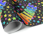 Papier Cadeau Rainbow Prénom "JAIME" + Stars (Coin rond)