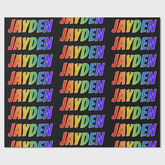 Papier Cadeau Rainbow Prénom "JAYDEN"; Amusant et coloré (Plat)
