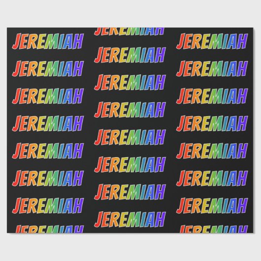 Papier Cadeau Rainbow Prénom "JEREMIAH"; Amusant et coloré (Plat)