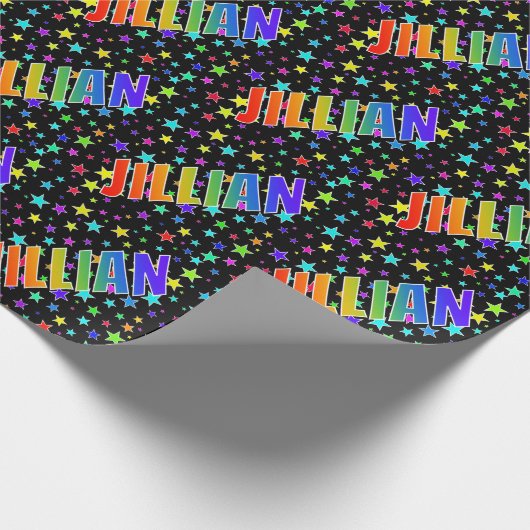 Papier Cadeau Rainbow Prénom "JILLIAN" + Stars (Coin)