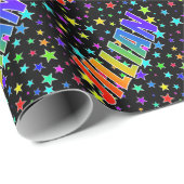 Papier Cadeau Rainbow Prénom "JILLIAN" + Stars (Coin rond)