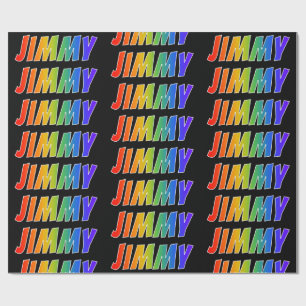 Papier Cadeau Rainbow Prénom "JIMMY"; Amusant et coloré