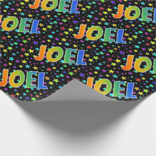 Papier Cadeau Rainbow Prénom "JOEL" + Stars
