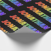 Papier Cadeau Rainbow Prénom "JONATHAN"; Amusant et coloré (Coin)