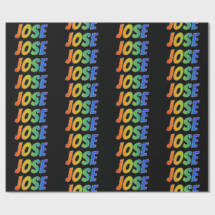 Papier Cadeau Rainbow prénom "JOSE"; amusant et coloré
