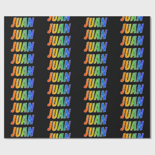 Papier Cadeau Rainbow Prénom "JUAN"; Amusant et coloré