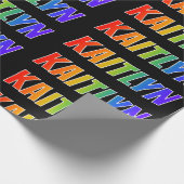 Papier Cadeau Rainbow Prénom "KAITLYN"; Amusant et coloré (Coin)
