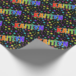 Papier Cadeau Rainbow Prénom "KAITLYN" + Stars