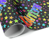Papier Cadeau Rainbow Prénom "KAITLYN" + Stars (Coin rond)