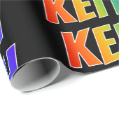 Papier Cadeau Rainbow prénom "KEITH"; amusant et coloré (Coin rond)
