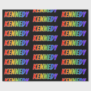 Papier Cadeau Rainbow prénom "KENNEDY"; Amusant et coloré