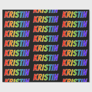 Papier Cadeau Rainbow Prénom "KRISTIN"; Amusant et coloré