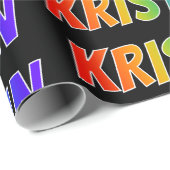 Papier Cadeau Rainbow Prénom "KRISTIN"; Amusant et coloré (Coin rond)