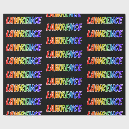 Papier Cadeau Rainbow Prénom "LAWRENCE"; Amusant et coloré (Plat)