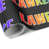 Papier Cadeau Rainbow Prénom "LAWRENCE"; Amusant et coloré (Coin rond)