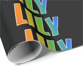 Papier Cadeau Rainbow Prénom "LILY"; Amusant et coloré (Coin rond)