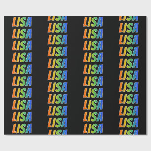 Papier Cadeau Rainbow Prénom "LISA"; Amusant et coloré