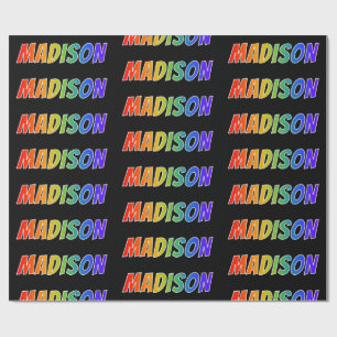 Papier Cadeau Rainbow Prénom "MADISON"; Amusant et coloré
