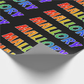 Papier Cadeau Rainbow Prénom "MALLORY"; Amusant et coloré (Coin)
