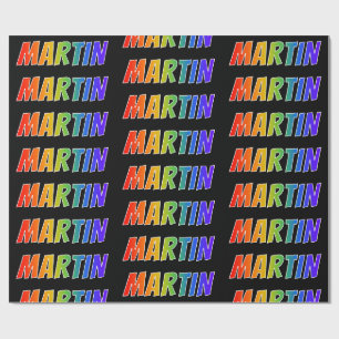 Papier Cadeau Rainbow Prénom "MARTIN"; Amusant et coloré