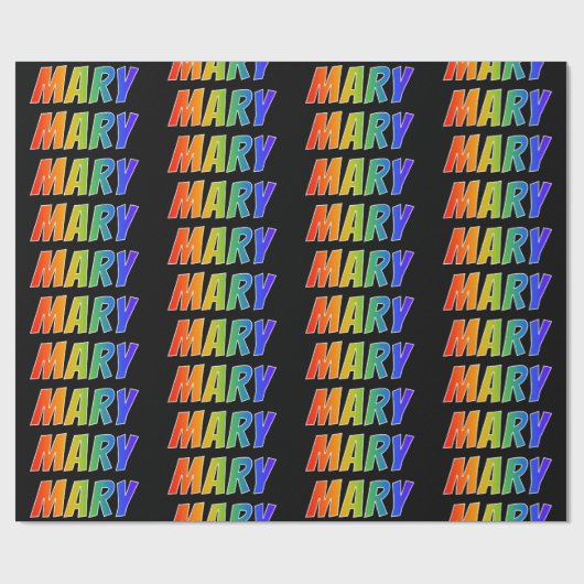 Papier Cadeau Rainbow Prénom "MARY"; Amusant et coloré (Plat)