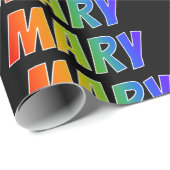 Papier Cadeau Rainbow Prénom "MARY"; Amusant et coloré (Coin rond)