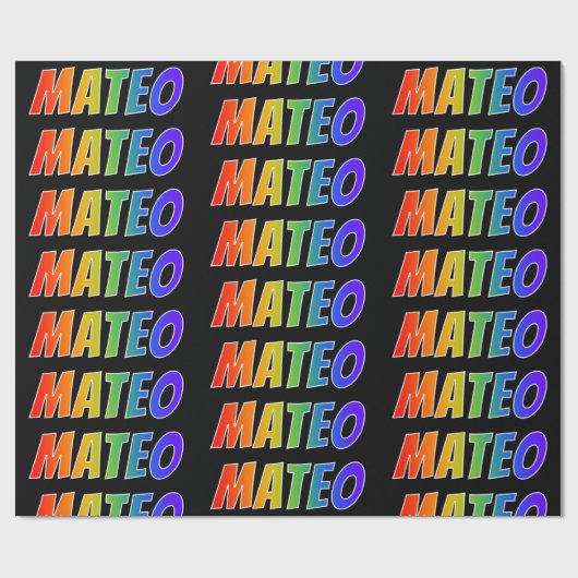 Papier Cadeau Rainbow Prénom "MATEO"; Amusant et coloré (Plat)