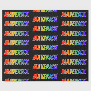 Papier Cadeau Rainbow Prénom "MAVERICK"; Amusant et coloré