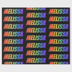Papier Cadeau Rainbow prénom "MELISSA"; amusant et coloré
