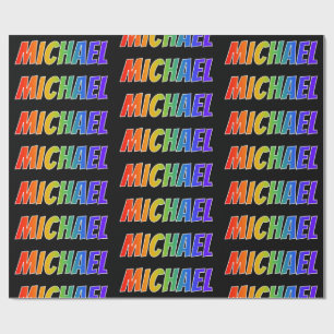 Papier Cadeau Rainbow Prénom "MICHAEL"; Amusant et coloré