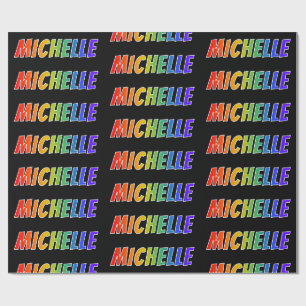 Papier Cadeau Rainbow Prénom "MICHELLE"; Amusant et coloré