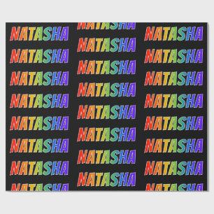 Papier Cadeau Rainbow Prénom "NATASHA"; Amusant et coloré