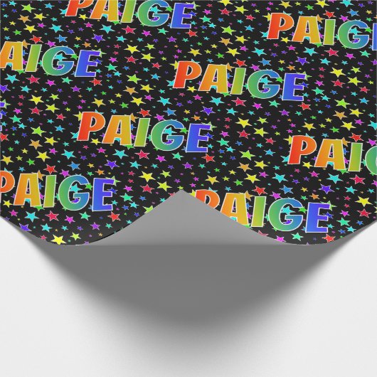 Papier Cadeau Rainbow Prénom "PAIGE" + Stars (Coin)
