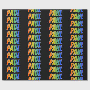 Papier Cadeau Rainbow Prénom "PAUL"; Amusant et coloré