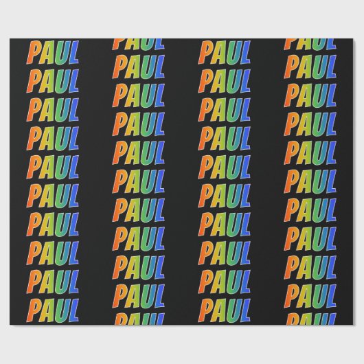 Papier Cadeau Rainbow Prénom "PAUL"; Amusant et coloré (Plat)