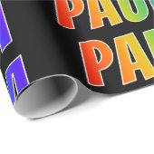 Papier Cadeau Rainbow Prénom "PAULA"; Amusant et coloré (Coin rond)