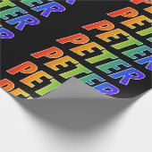 Papier Cadeau Rainbow Prénom "PETER"; Amusant et coloré (Coin)
